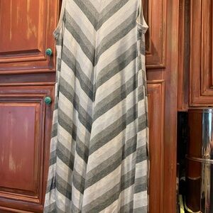 Striped Gray and White Sleeveless Dress